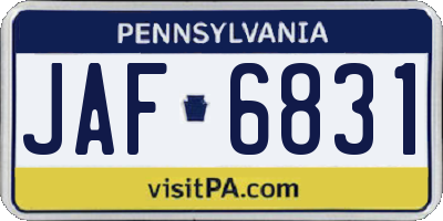 PA license plate JAF6831
