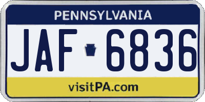 PA license plate JAF6836