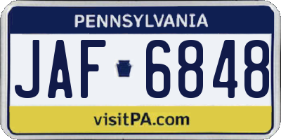 PA license plate JAF6848