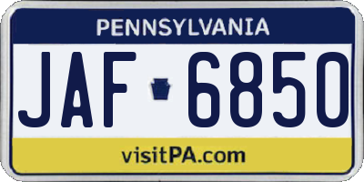 PA license plate JAF6850