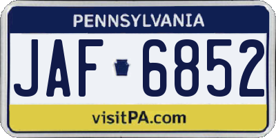 PA license plate JAF6852