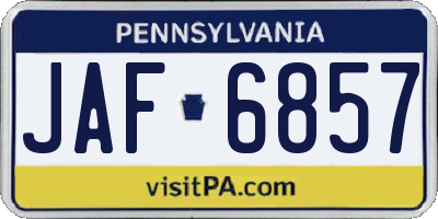 PA license plate JAF6857