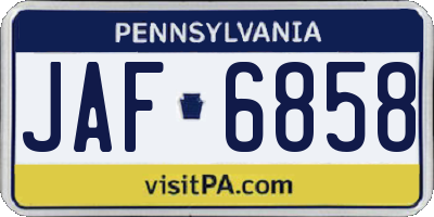 PA license plate JAF6858