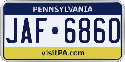 PA license plate JAF6860
