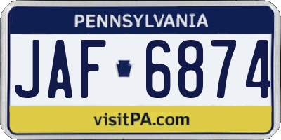 PA license plate JAF6874