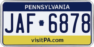 PA license plate JAF6878