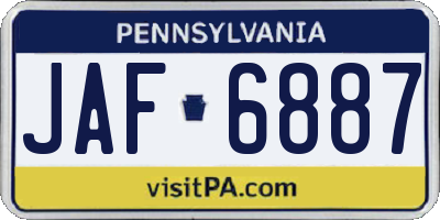 PA license plate JAF6887