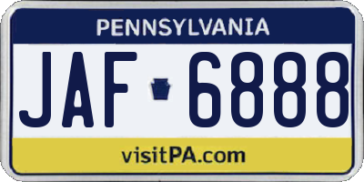 PA license plate JAF6888