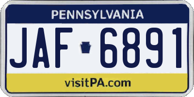 PA license plate JAF6891