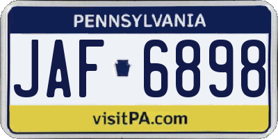 PA license plate JAF6898