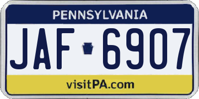 PA license plate JAF6907