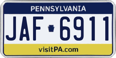 PA license plate JAF6911