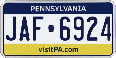 PA license plate JAF6924