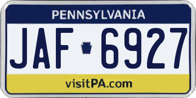PA license plate JAF6927