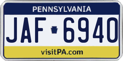 PA license plate JAF6940