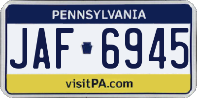 PA license plate JAF6945