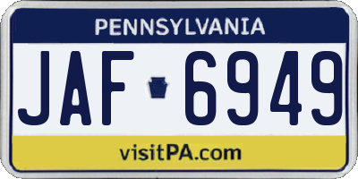 PA license plate JAF6949