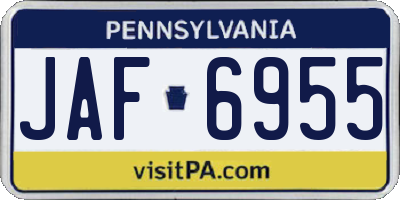 PA license plate JAF6955