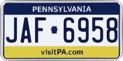 PA license plate JAF6958
