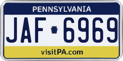 PA license plate JAF6969