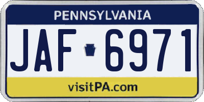 PA license plate JAF6971