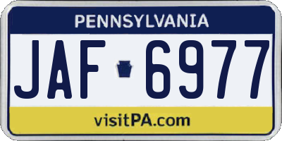 PA license plate JAF6977