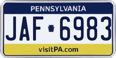PA license plate JAF6983