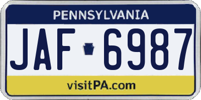 PA license plate JAF6987