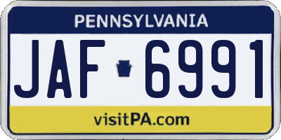PA license plate JAF6991