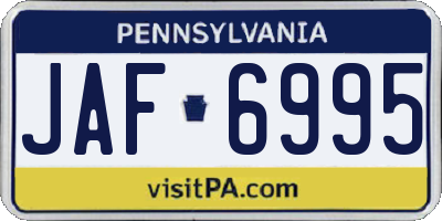 PA license plate JAF6995