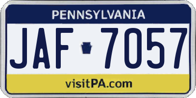 PA license plate JAF7057