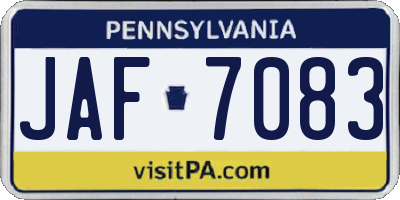 PA license plate JAF7083
