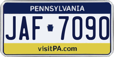 PA license plate JAF7090