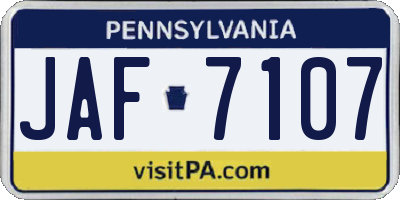 PA license plate JAF7107