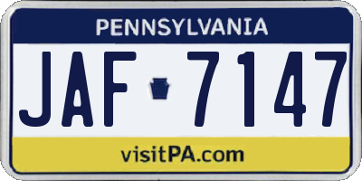 PA license plate JAF7147