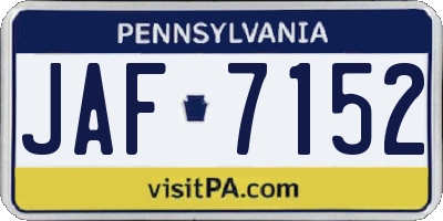 PA license plate JAF7152