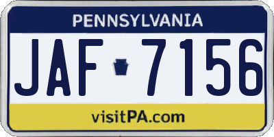 PA license plate JAF7156