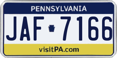 PA license plate JAF7166