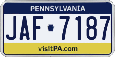 PA license plate JAF7187