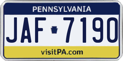 PA license plate JAF7190
