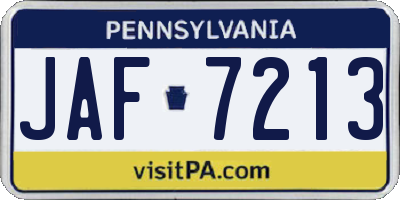 PA license plate JAF7213