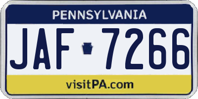 PA license plate JAF7266