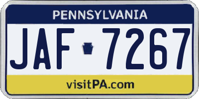 PA license plate JAF7267