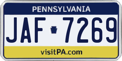 PA license plate JAF7269