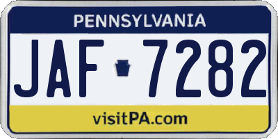 PA license plate JAF7282