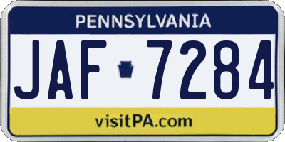 PA license plate JAF7284