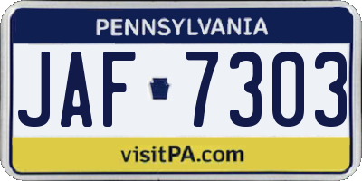 PA license plate JAF7303