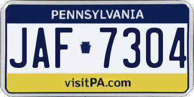 PA license plate JAF7304