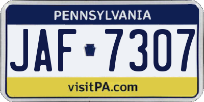 PA license plate JAF7307