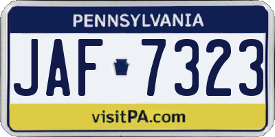 PA license plate JAF7323